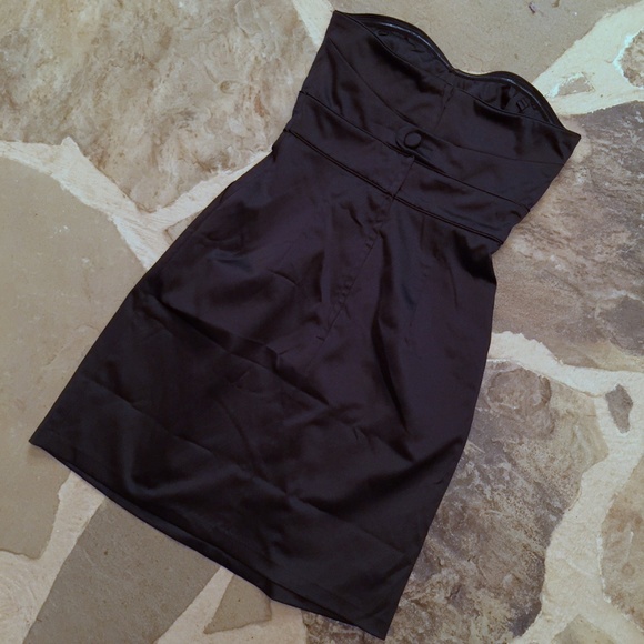 RW&Co Strapless Satin Little Black Cocktail Dress - Picture 3 of 5